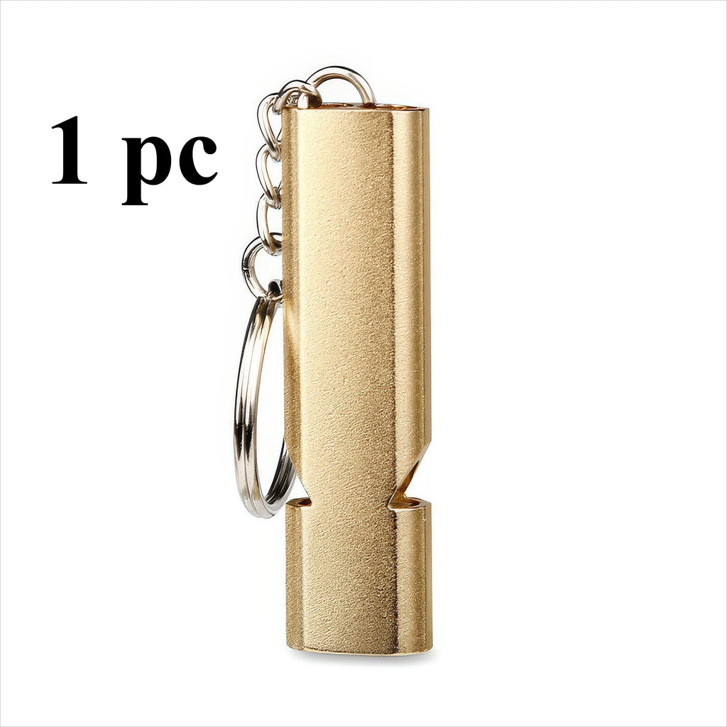 1 Gold Survival Whistle Keychain, Dual Tube Outdoor Survival and Rescue Whistle, Suitable for Outdoor Camping and Hiking