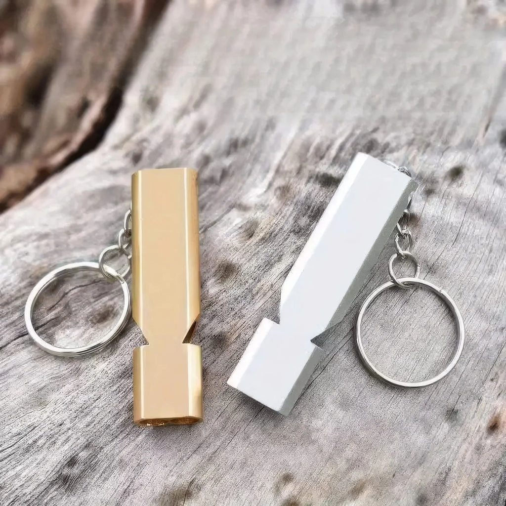 1 Gold Survival Whistle Keychain, Dual Tube Outdoor Survival and Rescue Whistle, Suitable for Outdoor Camping and Hiking