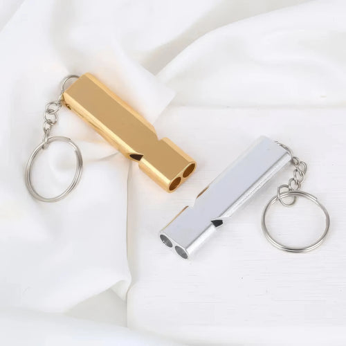 1 Gold Survival Whistle Keychain, Dual Tube Outdoor Survival and Rescue Whistle, Suitable for Outdoor Camping and Hiking