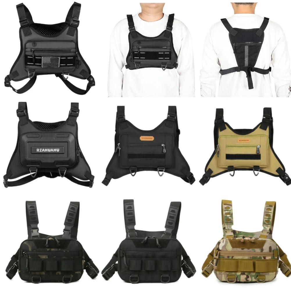 Sports Chest Bag Lightweight Front Chest Pack Running Vest Bag Hip Hop Unisex Streetwear Bag Waist Pack With Extra Storage