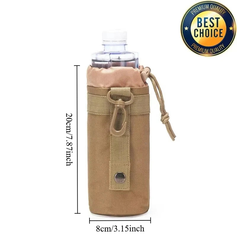 Hunting Water Bottle Pouch Outdoor Molle Kettle Pouch Holder Camping Hiking Cycling Bottle Bag Drawstring Multifunction Bottle