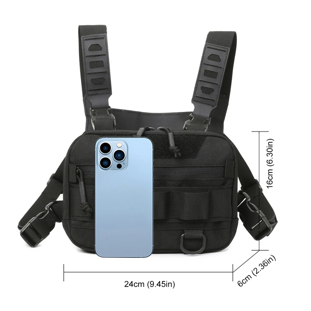 Sports Chest Bag Lightweight Front Chest Pack Running Vest Bag Hip Hop Unisex Streetwear Bag Waist Pack With Extra Storage