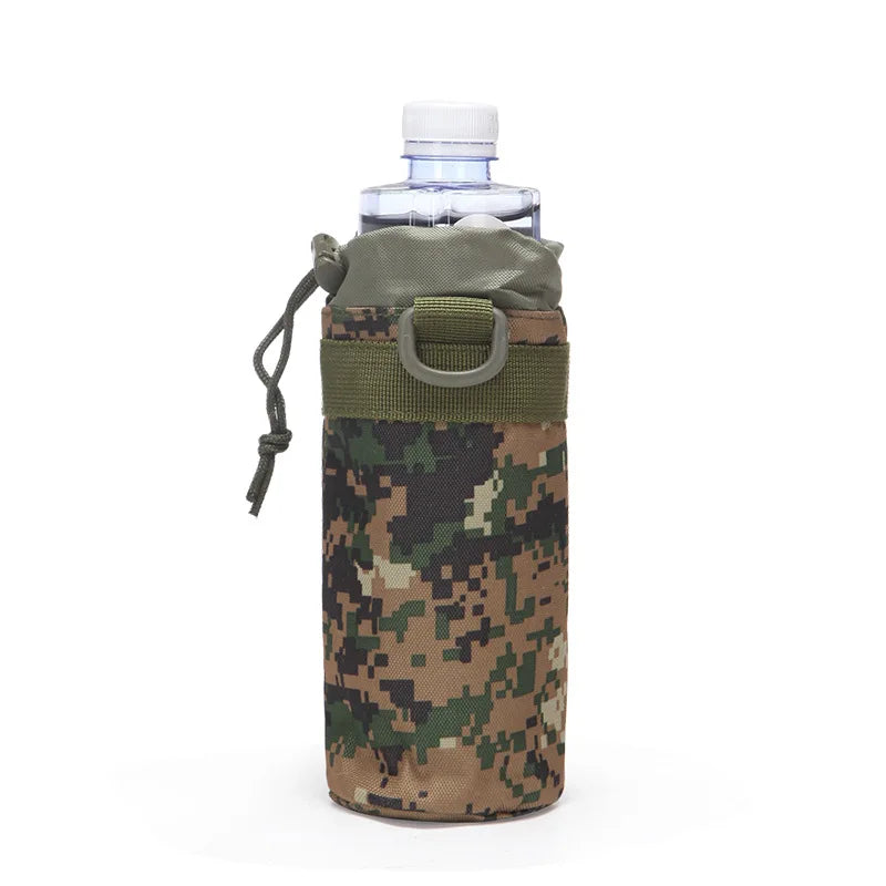 Hunting Water Bottle Pouch Outdoor Molle Kettle Pouch Holder Camping Hiking Cycling Bottle Bag Drawstring Multifunction Bottle