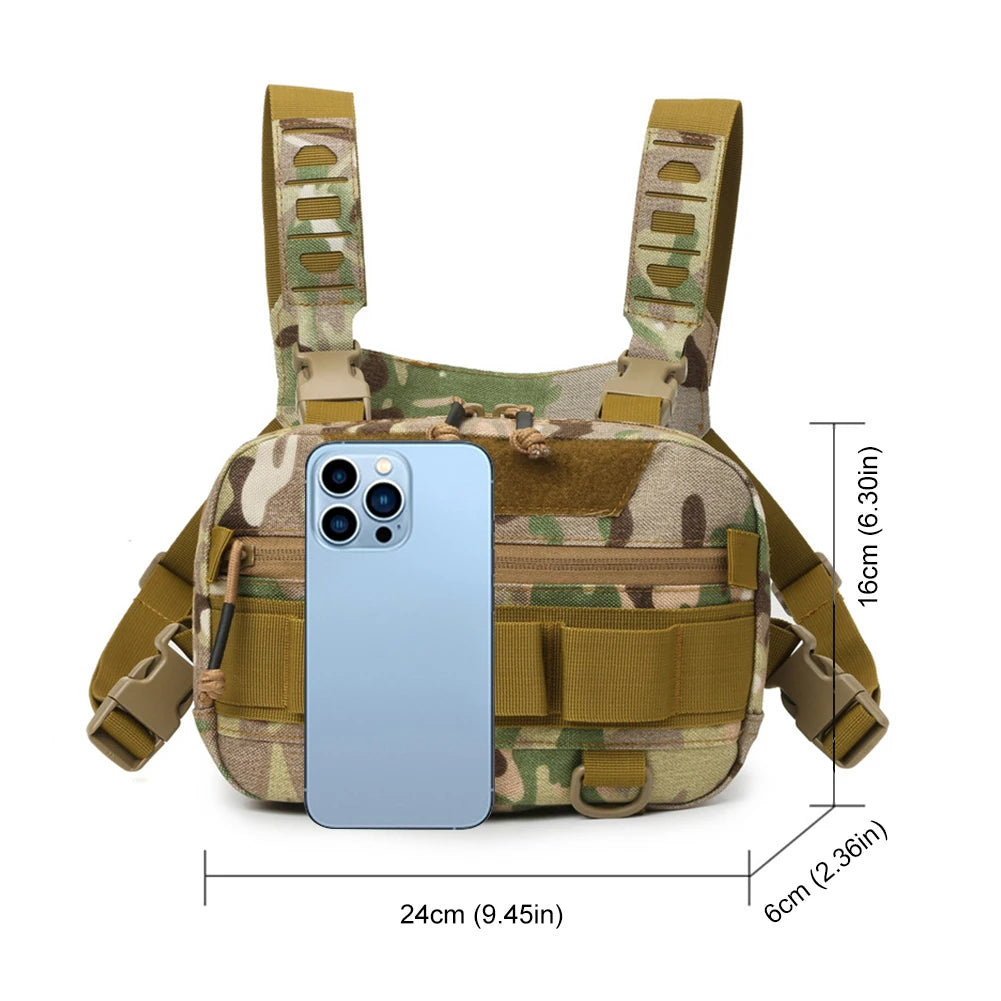 Sports Chest Bag Lightweight Front Chest Pack Running Vest Bag Hip Hop Unisex Streetwear Bag Waist Pack With Extra Storage