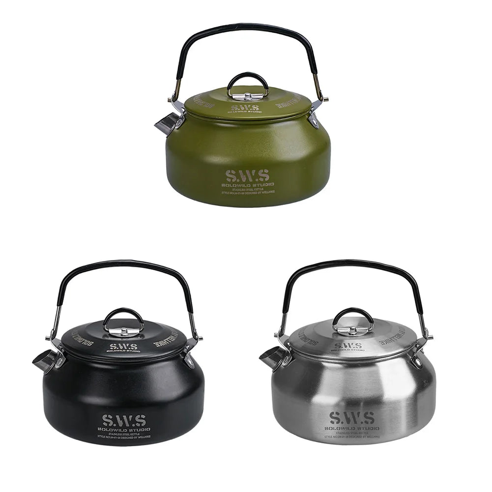 0.8L Portable Hiking Kettle 304 Stainless Steel Ultralight Coffee Kettle Lightweight Coffee Pot for Outdoor Travel Camping