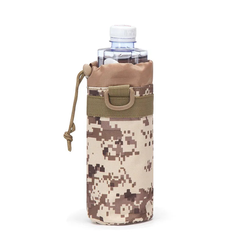 Hunting Water Bottle Pouch Outdoor Molle Kettle Pouch Holder Camping Hiking Cycling Bottle Bag Drawstring Multifunction Bottle