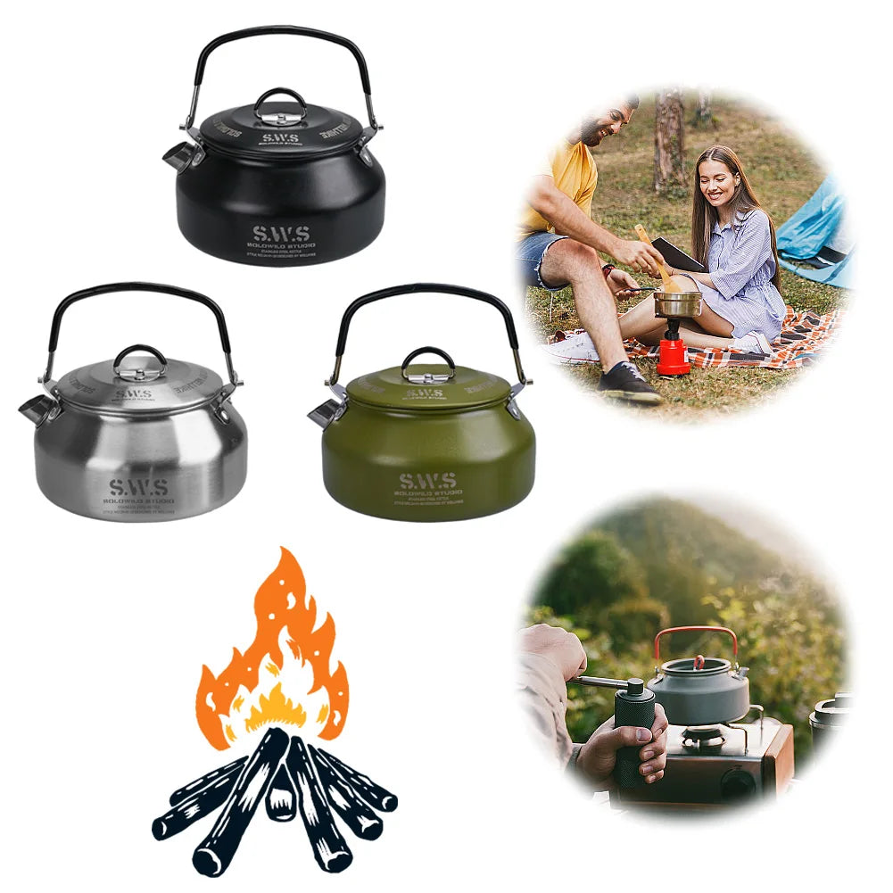 0.8L Portable Hiking Kettle 304 Stainless Steel Ultralight Coffee Kettle Lightweight Coffee Pot for Outdoor Travel Camping