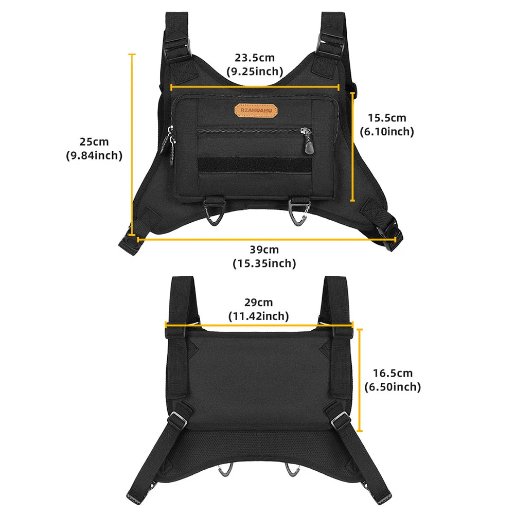 Sports Chest Bag Lightweight Front Chest Pack Running Vest Bag Hip Hop Unisex Streetwear Bag Waist Pack With Extra Storage