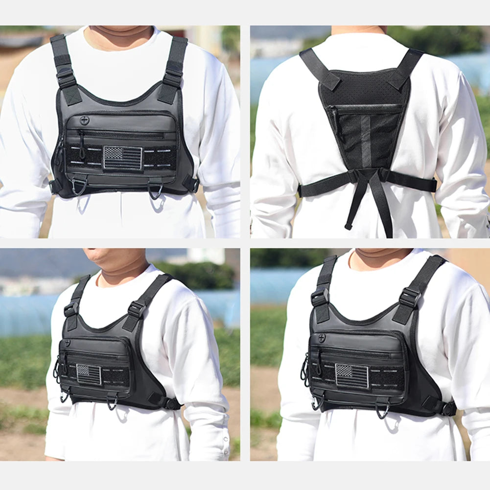 Sports Chest Bag Lightweight Front Chest Pack Running Vest Bag Hip Hop Unisex Streetwear Bag Waist Pack With Extra Storage